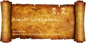 Komjáti Klaudia névjegykártya
